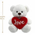 Belle White Teddy Bear 20cm with Red Love Heart Valentines Day Gift
