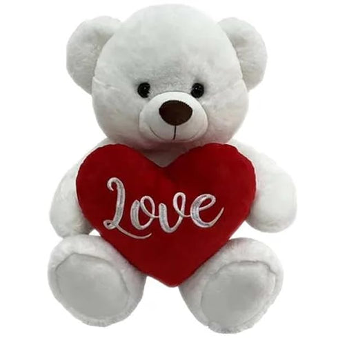 Belle White Teddy Bear 20cm with Red Love Heart Valentines Day Gift
