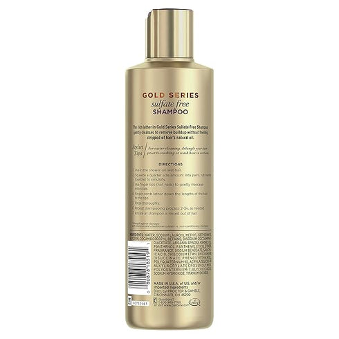 Pantene Gold Series Argan Oil from ProV for Natural and Curly Textured Hair, Sulfate Free Shampoo, 252mL
