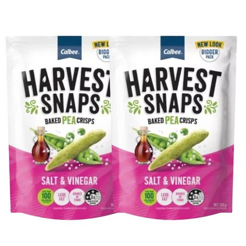 Calbee Harvest Snaps Baked Pea Crisps Salt And Vinegar Flavour 120g x 2 Packs
