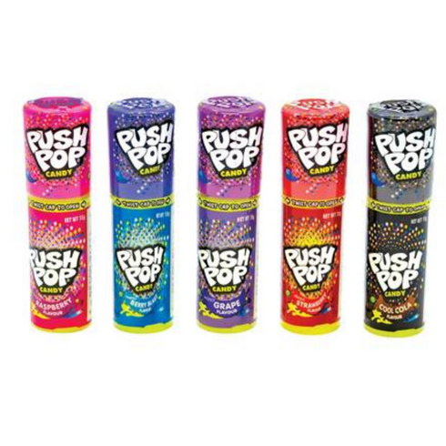 Push Pop Candy 15g - 24 Piece Pack Assorted Flavours