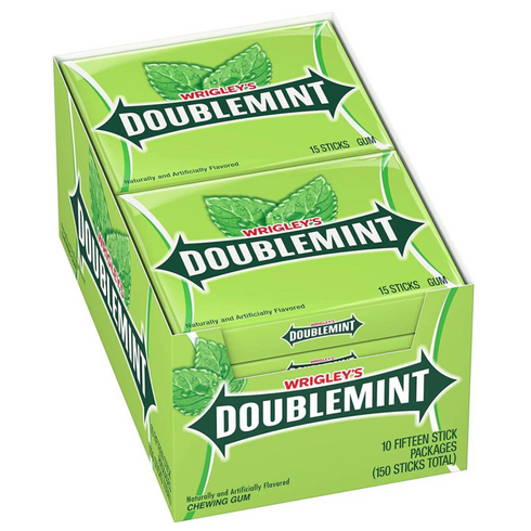 Wrigleys Doublemint Chewing Gum 10 Pack 15 Sticks Each