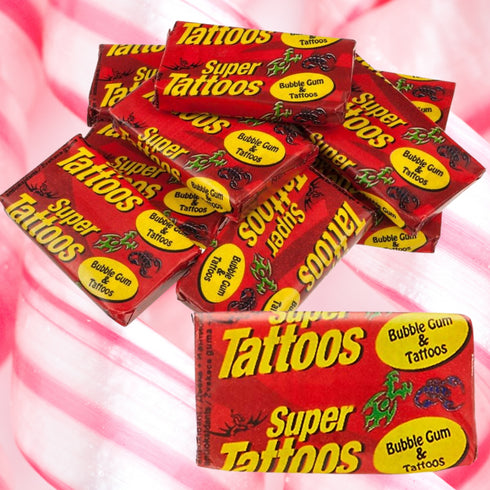 Super Tattoos Bubble Gum 5.5g x 200 Piece Pack