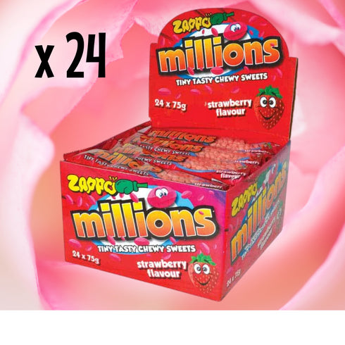 Zappo Millions Strawberry Flavour 75g x 24 Piece Pack