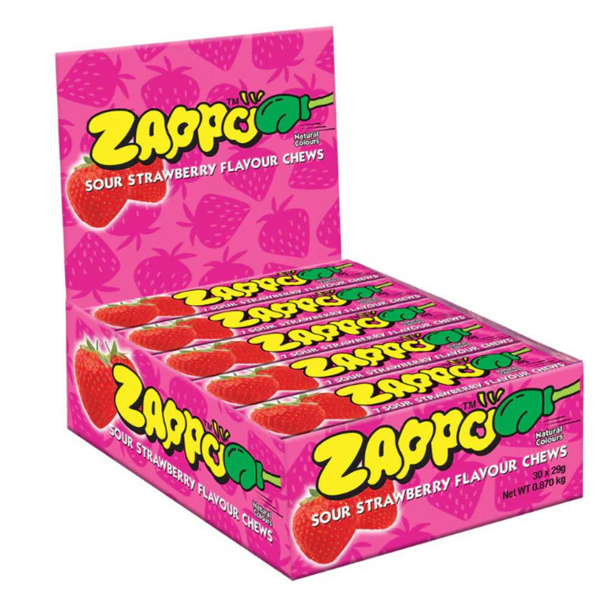 Zappo Chews Strawberry 29g - 30 Pack – showbagsgalore