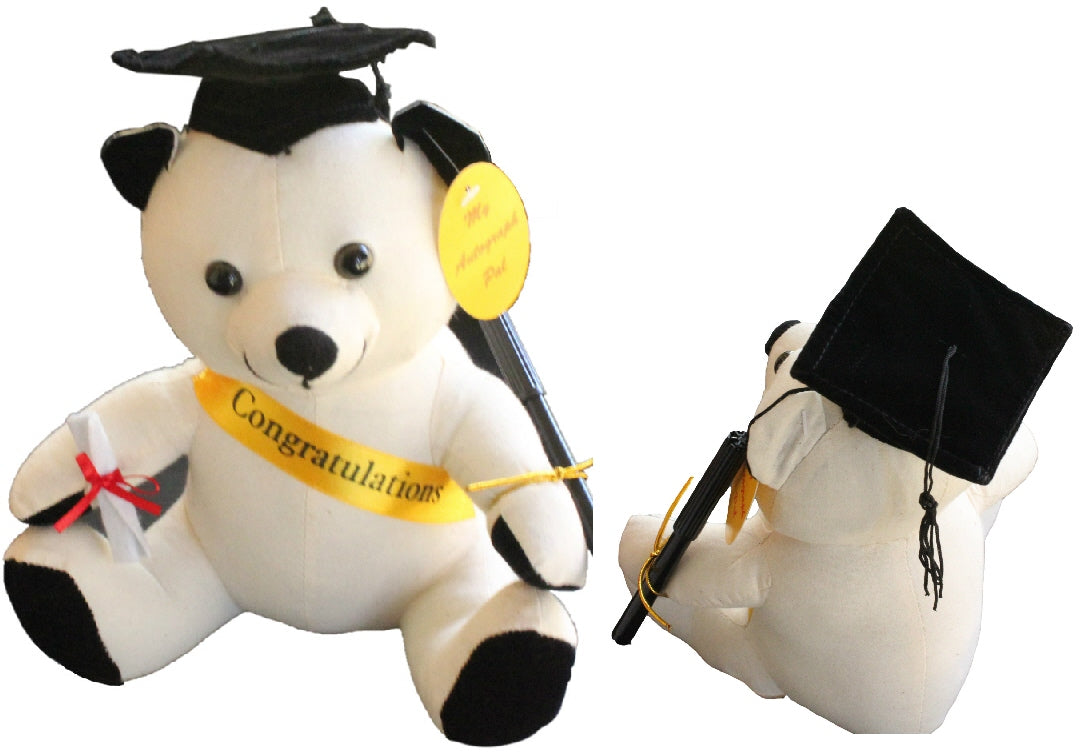 Congratulations graduation autograph bear with pen 22cm showbagsgalore